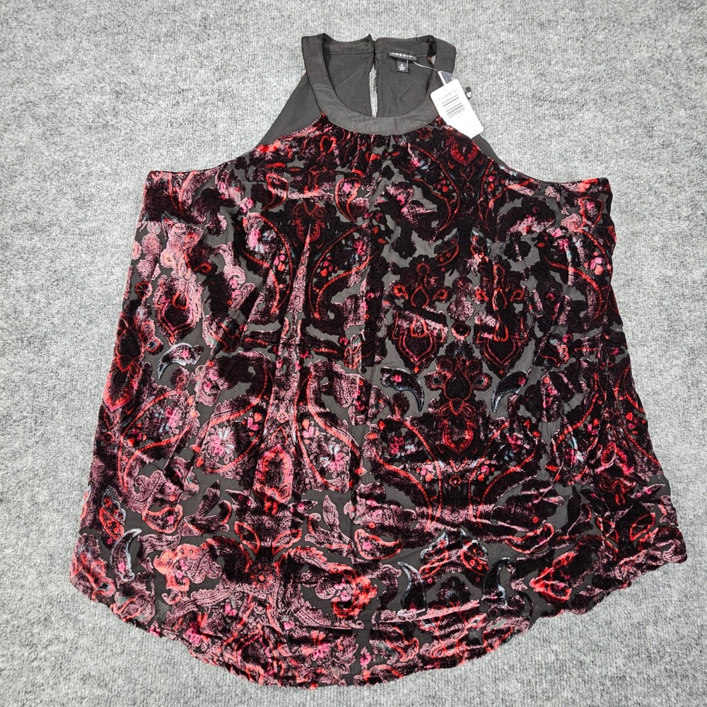 Torrid Tank Top 0 Lrge New Velvet Burnout Embroidered Paisley Halter Cami Blouse